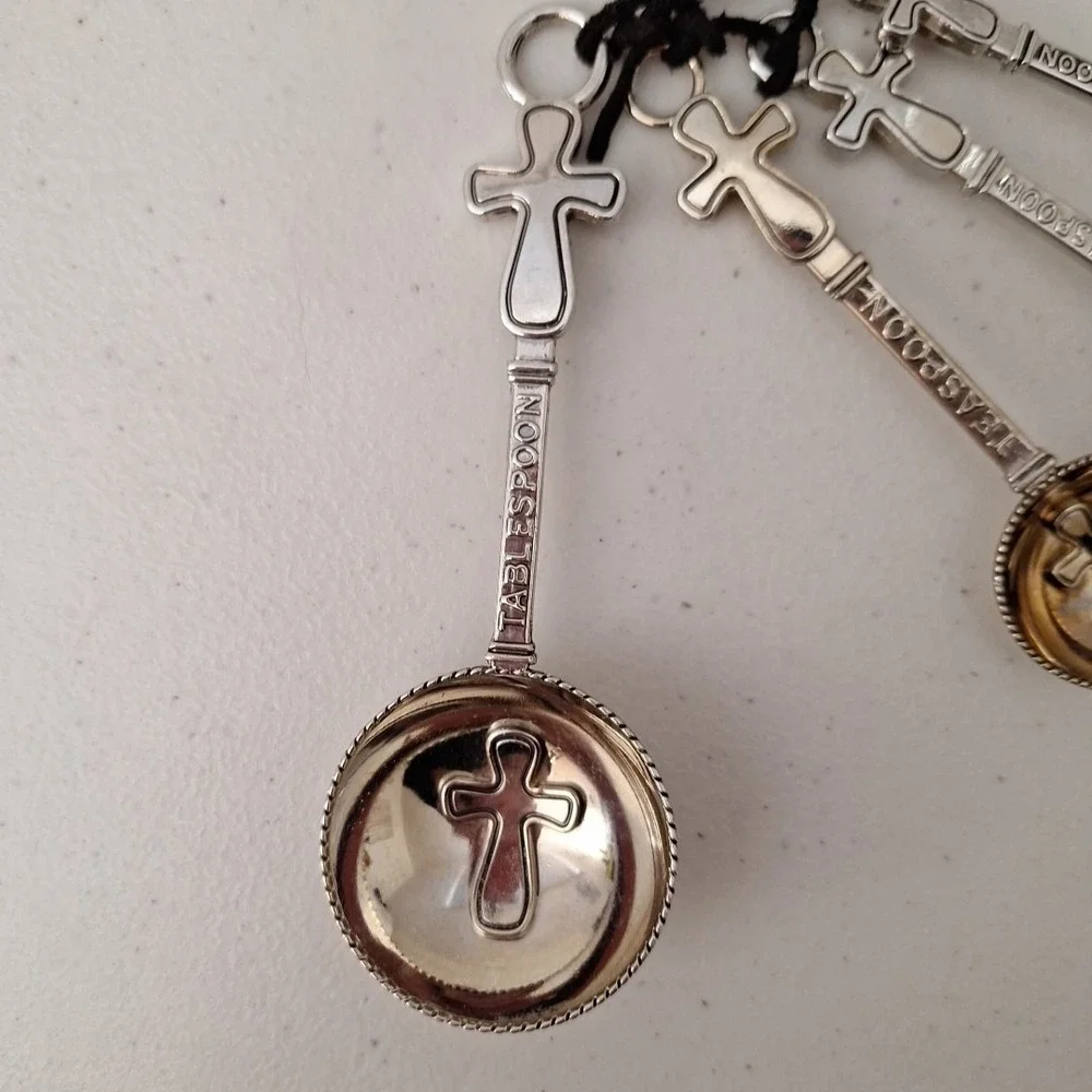 RARE Vintage MSC Religious Cross Measuring Spoons 4 Pc. Set Catholic
